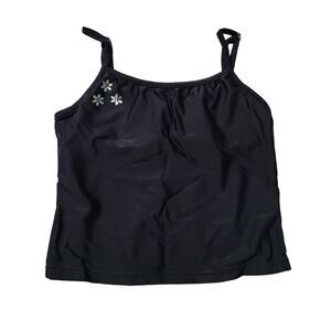 Girls Malibu Separates Black Tankini Top Size S.